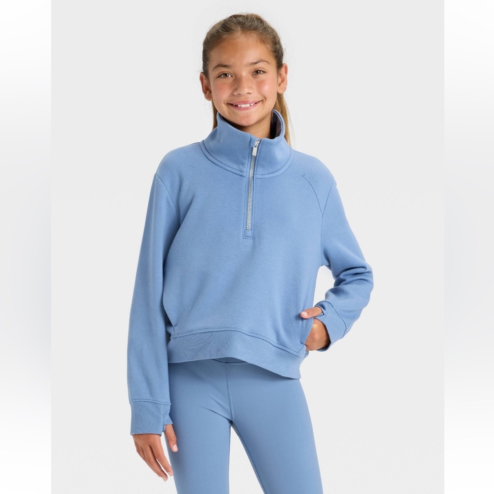 All in Motion Sky Blue Quarter-Zip Top